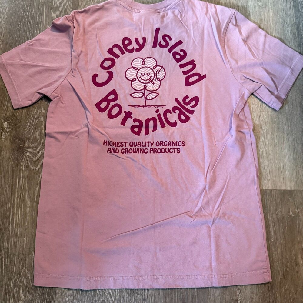 Coney Island Picnic Botanicals Graphic T Shirt Small Pink Organic Cotton
